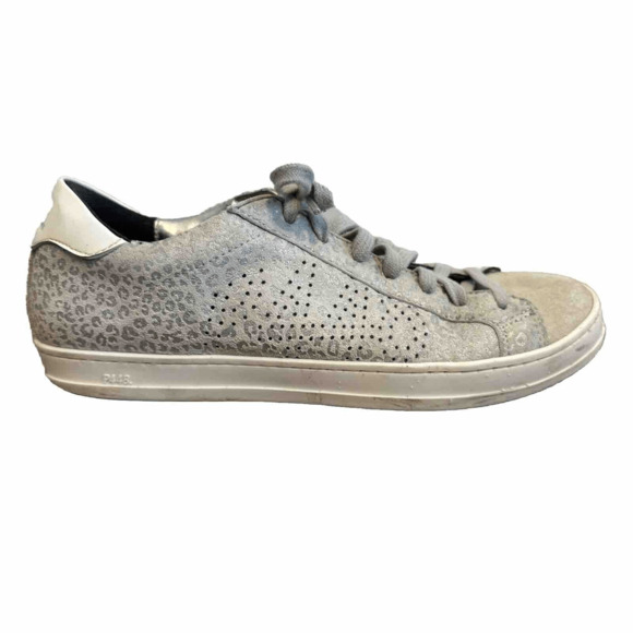 P448 Sneaker Women's 38 Silver Gray White‎ Glitter Leopard S21 LEO/SILL Shoe - Picture 1 of 12